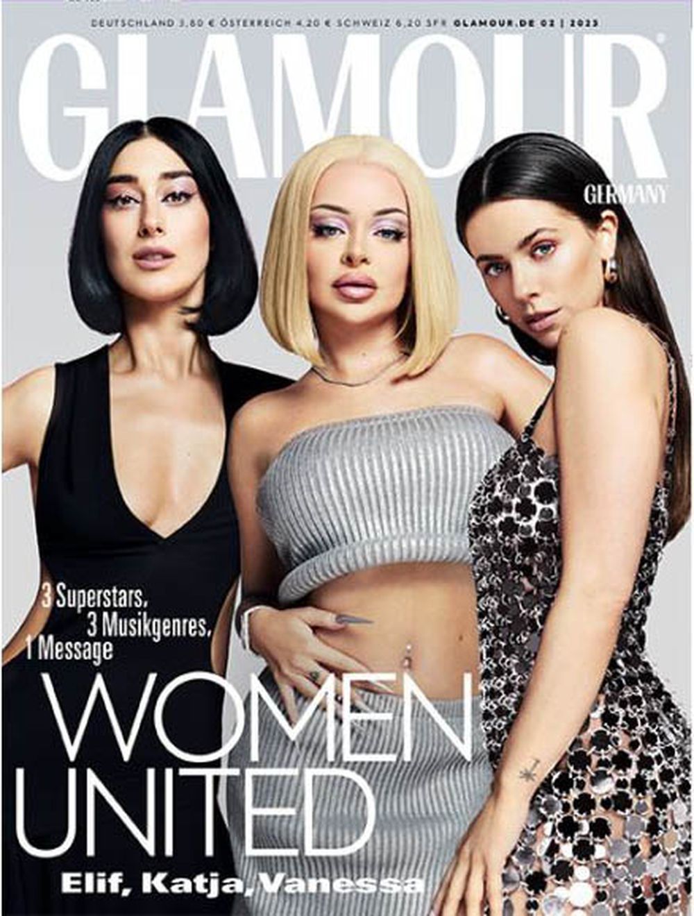 Glamour Magazin Deutschland 2023-02 Elif Katja Krasavice Vanessa Mai