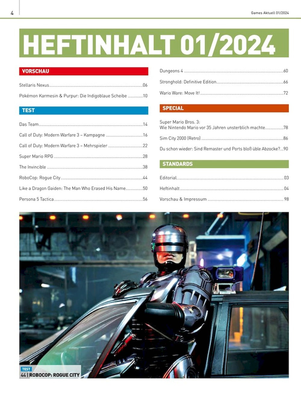 Games Aktuell Magazin Deutschland 2024-01 Robocop Rogue City Call Of Duty