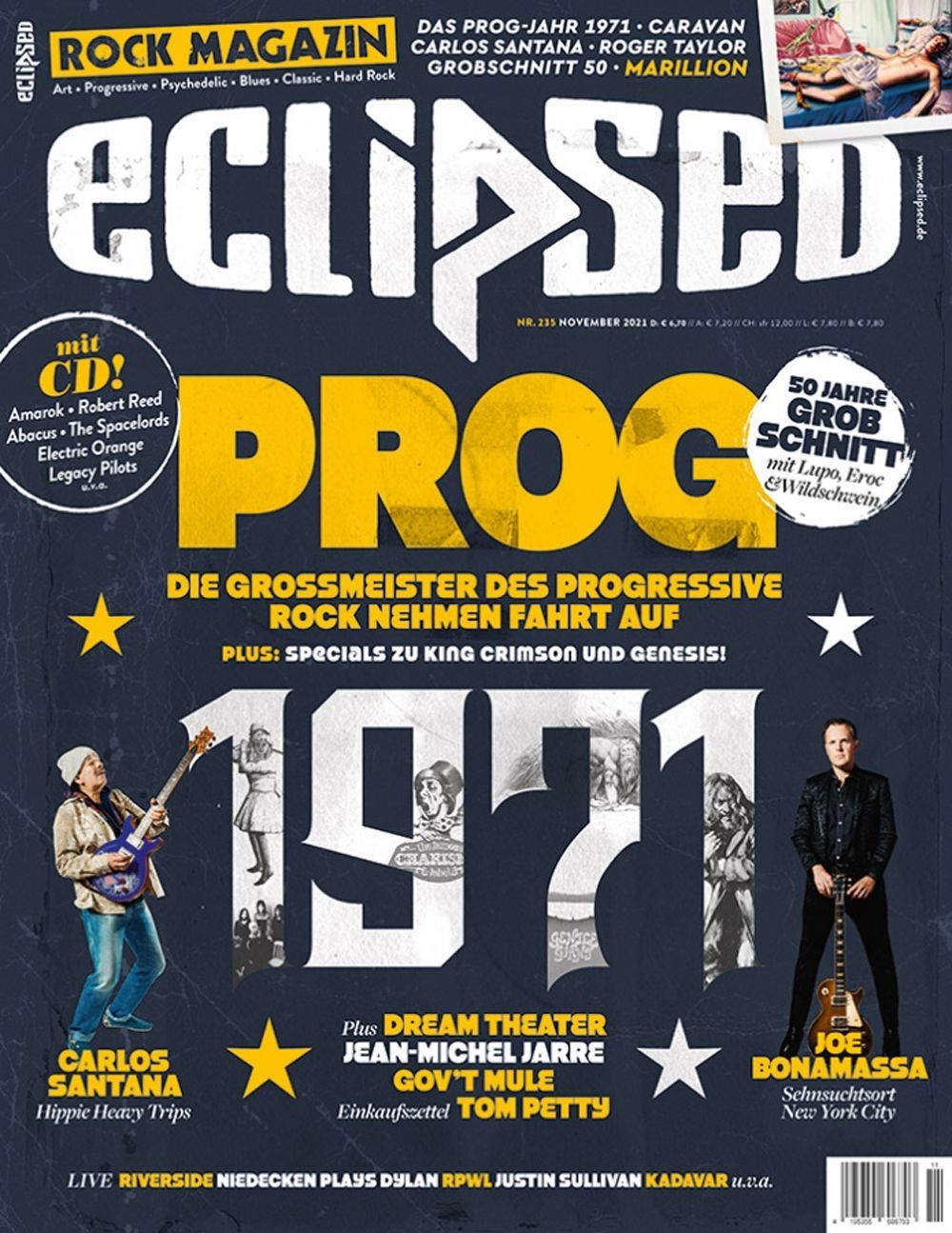 Eclipsed Magazin Deutschland 2021 #235 Carlos Santana Joe Bonamassa Marillion