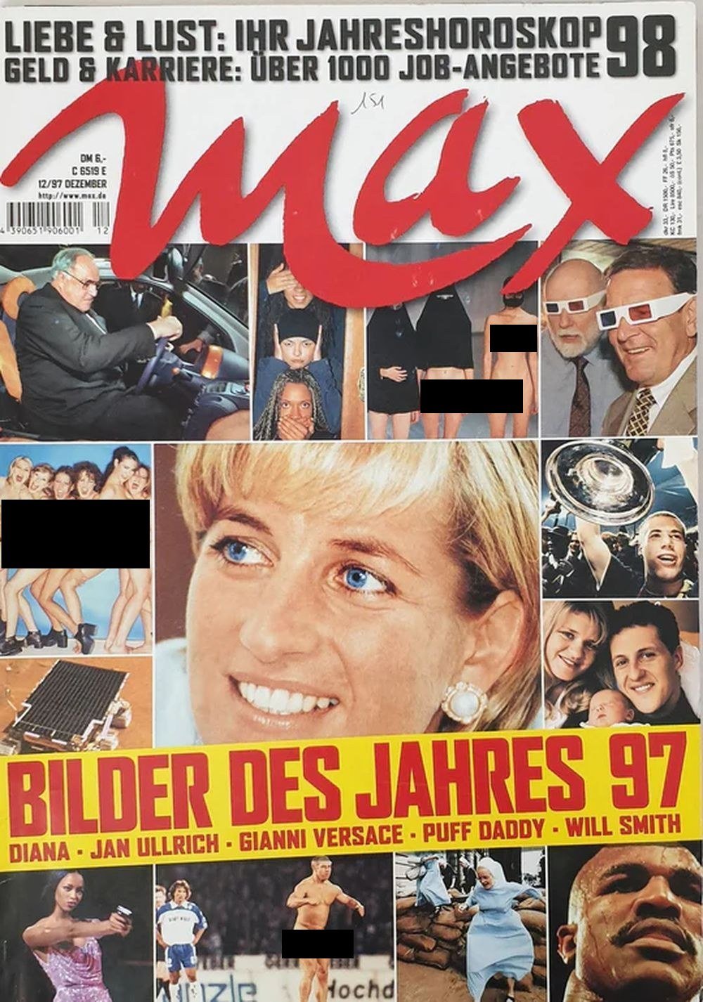 Max Magazin Deutschland 1997-12 Princess Diana Puff Daddy Will Smith Catherine David