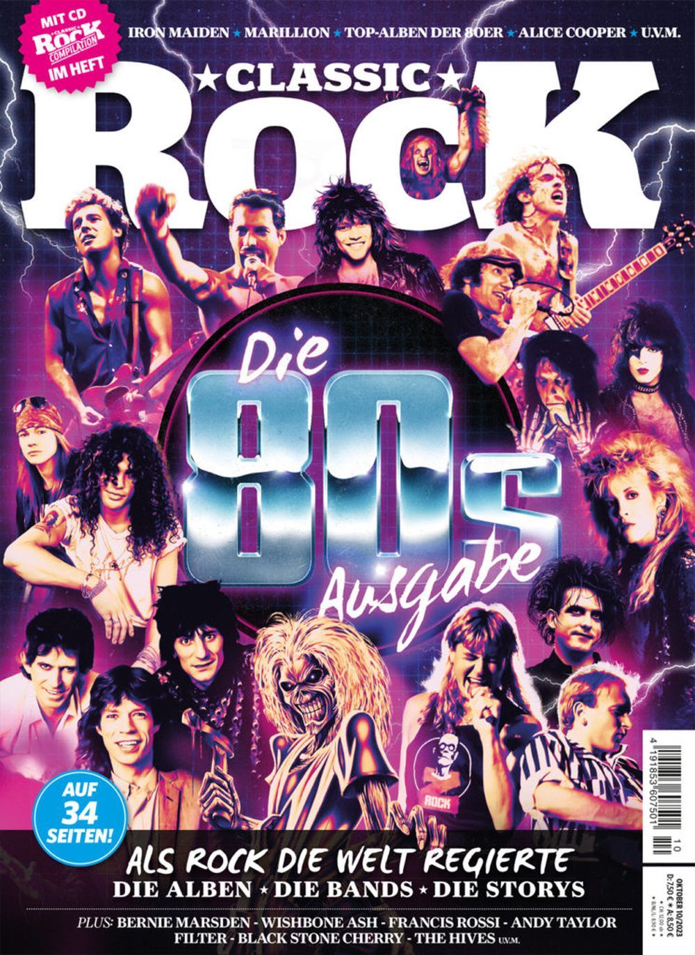 Classic Rock Magazin Deutschland 2023-10 Iron Maiden AC/DC Alice Cooper Black Stone Cherry Marc Bolan #123