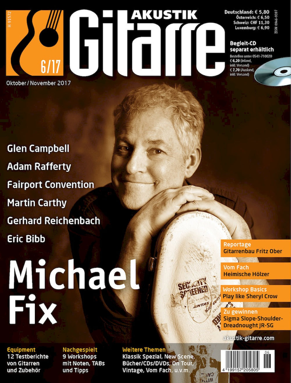 Akustik Gitarre Magazin Deutschland 2017-06 Michael Fix Glen Campbell Adam Rafferty Martin Carthy Gerhard Reichenbach