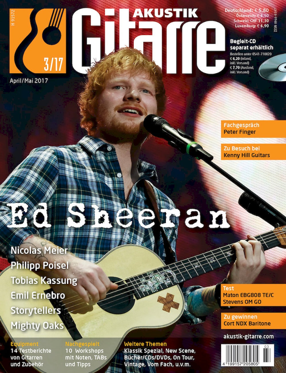 Akustik Gitarre Magazin Deutschland 2017-03 Ed Sheeran Nicolas Meier Philipp Poisel Tobias Kassung Emil Ernebro