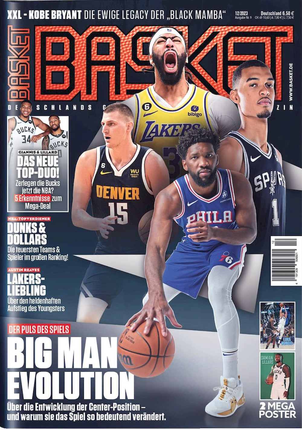 Basket Magazin Deutschland 2023-12 Jokic Embiid Damian Lillard Kobe Bryant