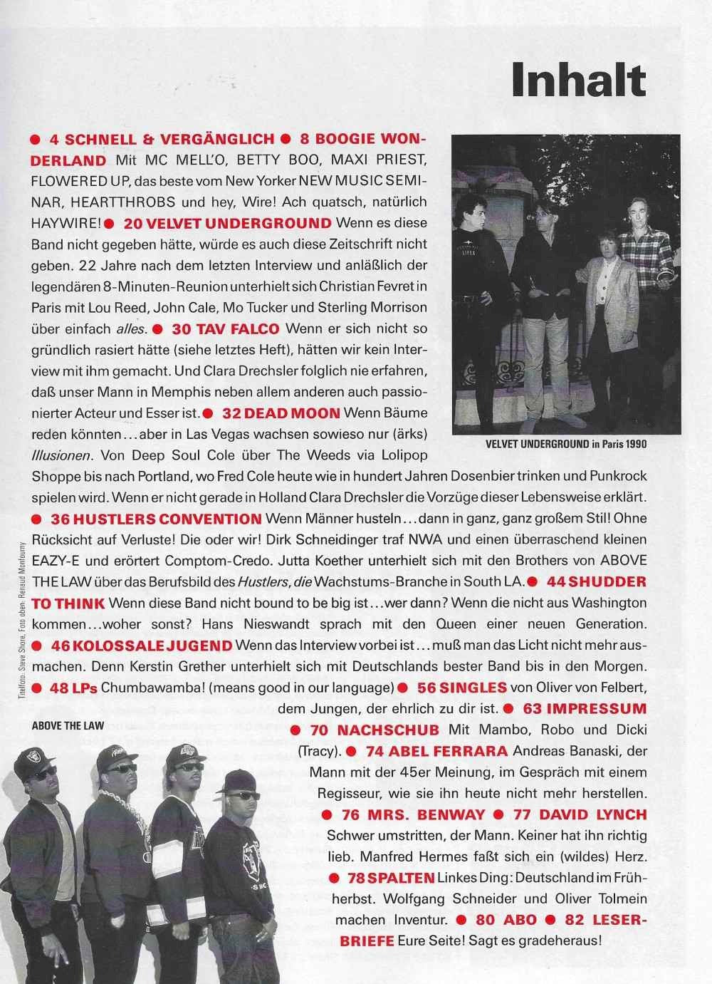Spex Magazin Deutschland 1990-09 Velvet Underground Shudder To Think