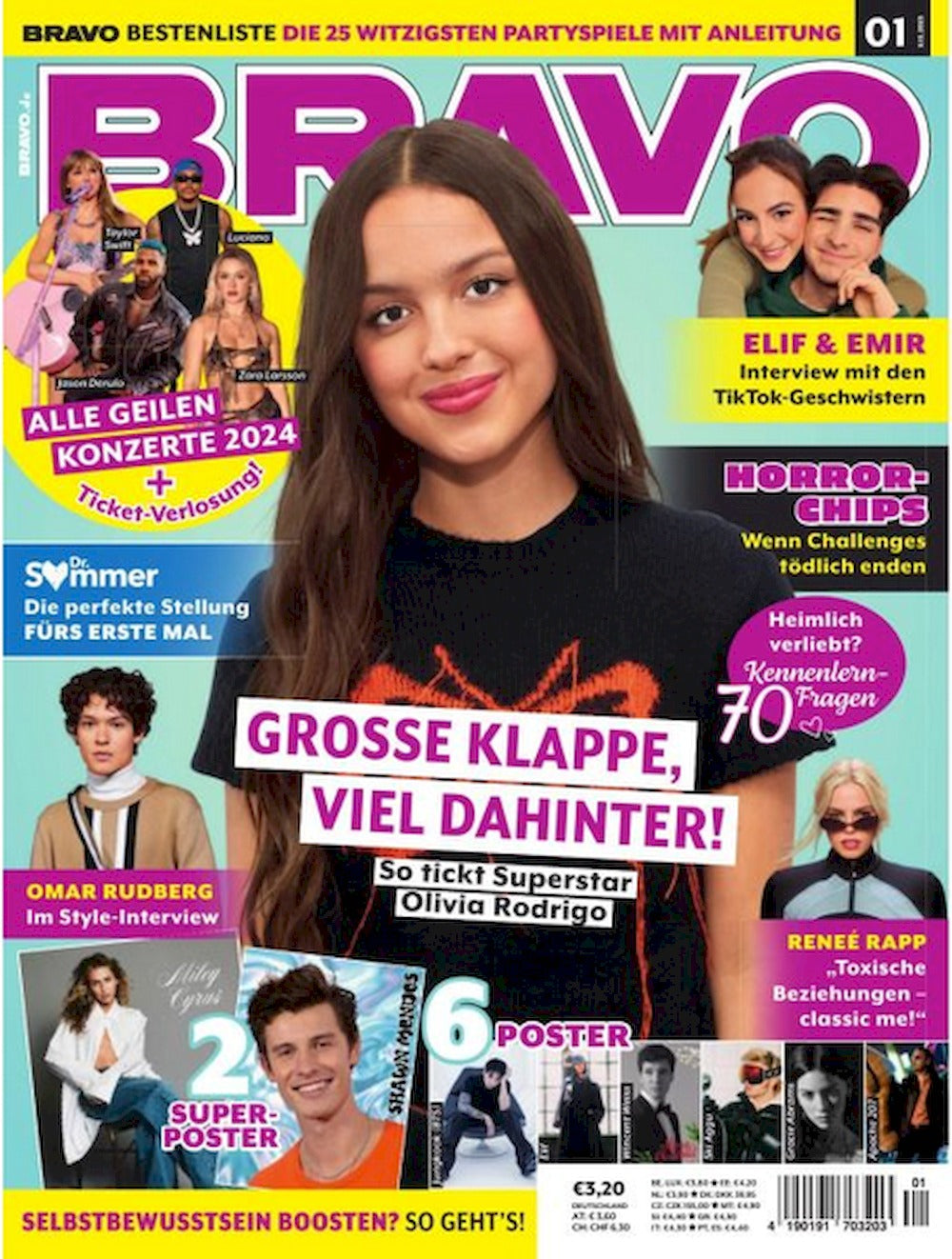 Bravo Magazin Deutschland 2024-01 Olivia Rodrigo Miley Cyrus Shawn Mendes BTS