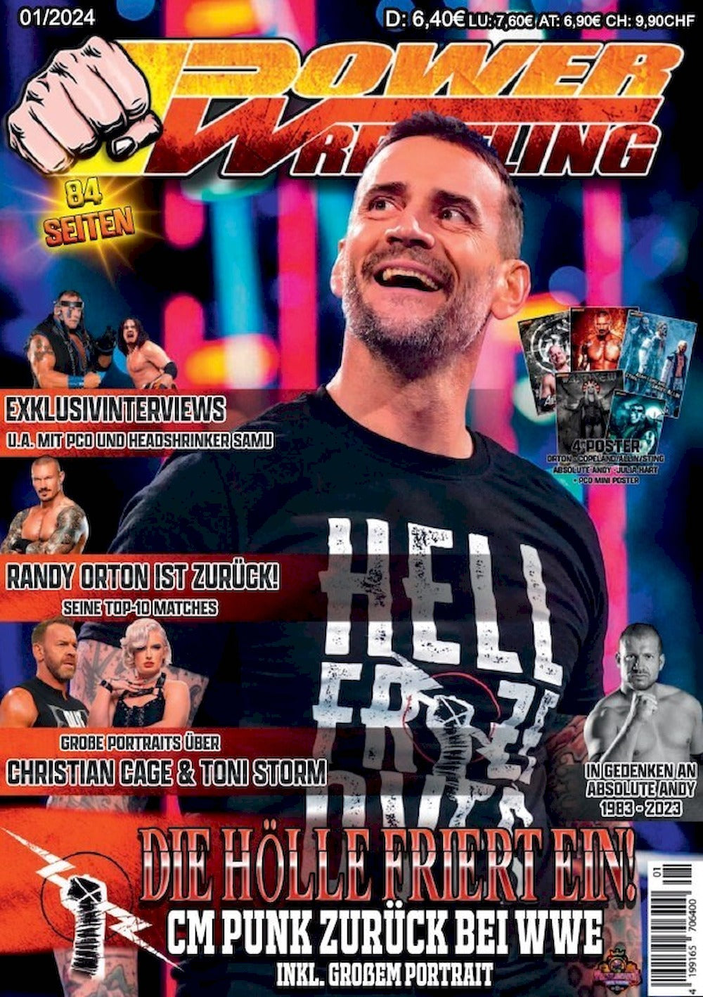 Power Wrestling Magazin Deutschland 2024-01 CM Punk Randy Orton Cage Storm Creed