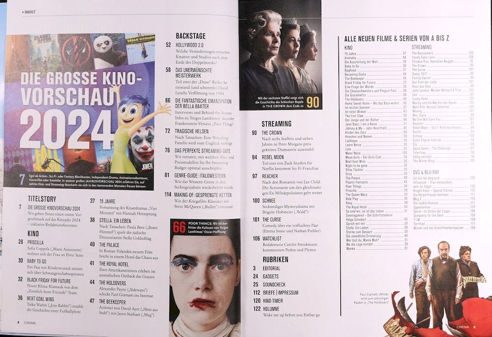 Cinema Magazin Deutschland 2024-01 Poor Things Priscilla Holdovers