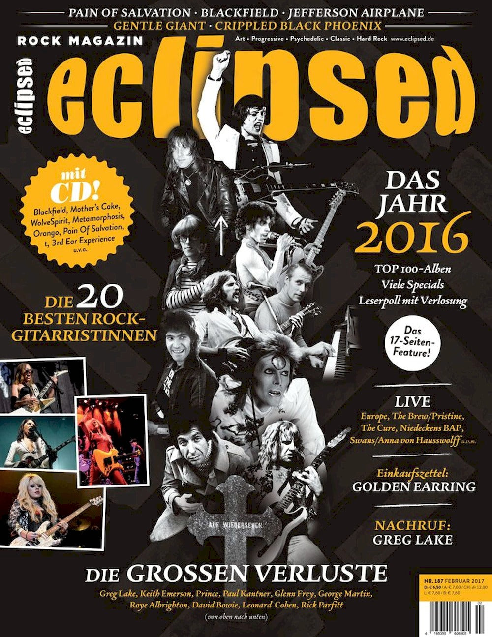 Eclipsed Magazin Deutschland 2017 #187 David Bowie Pain Of Salvation Jefferson Airplane
