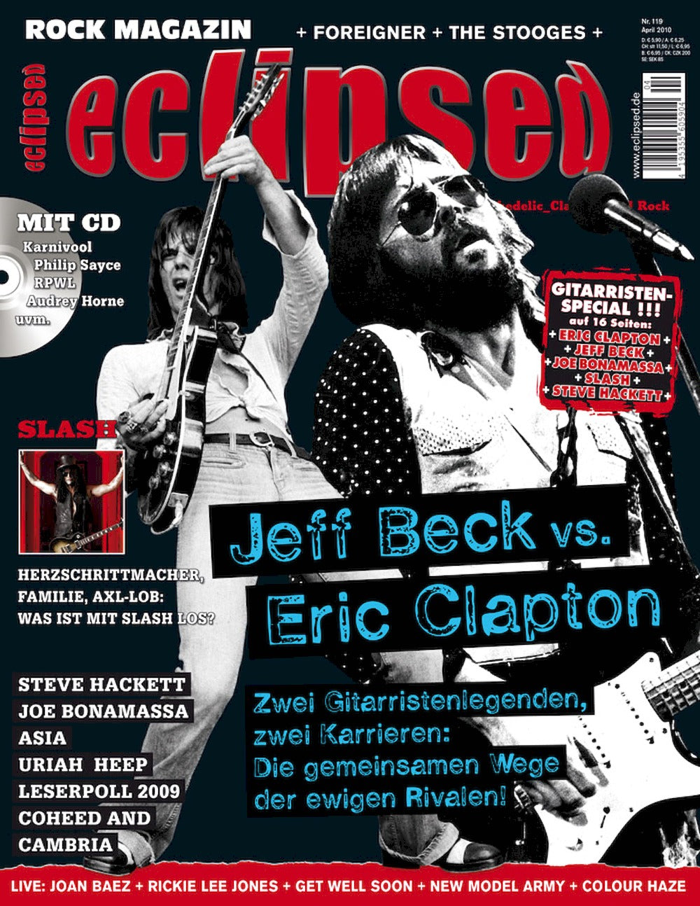 Eclipsed Magazin Deutschland 2010 #119 Jeff Beck Eric Clapton Joe Bonamassa Slash Steve Hackett