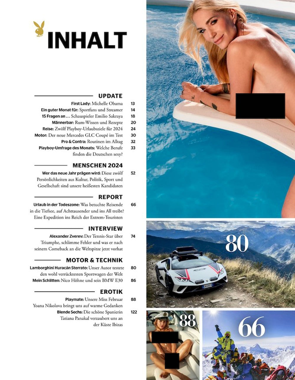 Playboy Magazin Deutschland 2024-02 Sarah Kern Kate Moss Yoana Nikolova Tatiana Panakal