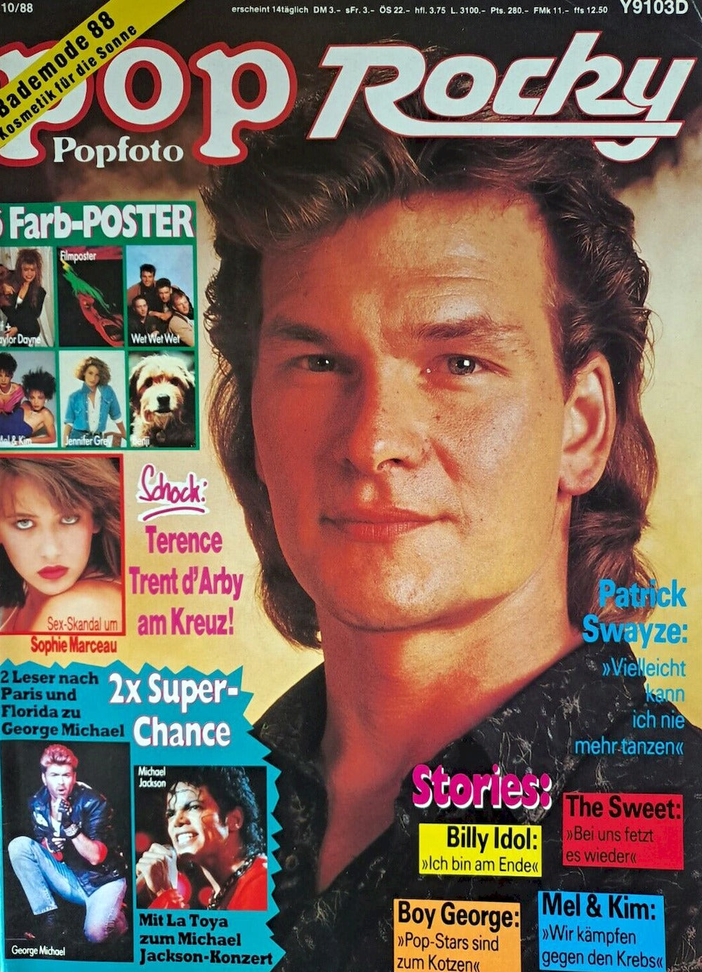 Pop Rocky Magazin Deutschland 1988-10 Patrick Swayze Billy Idol Boy George Sophie Marceau