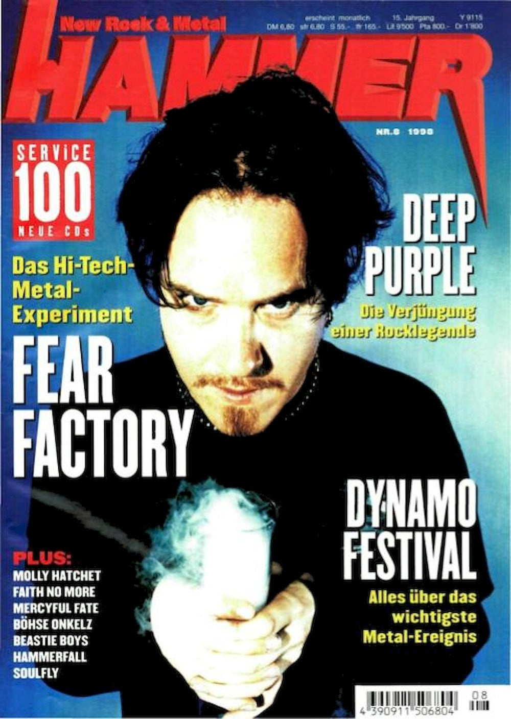 Metal Hammer Magazin Deutschland 1998-08 Fear Factory Deep Purple Molly Hatchet Faith No More