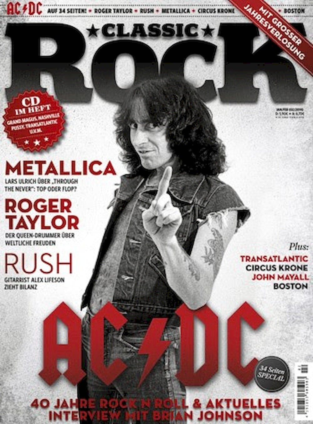 Classic Rock Magazin Deutschland 2014 #27 AC/DC Metallica Roger Taylor Rush