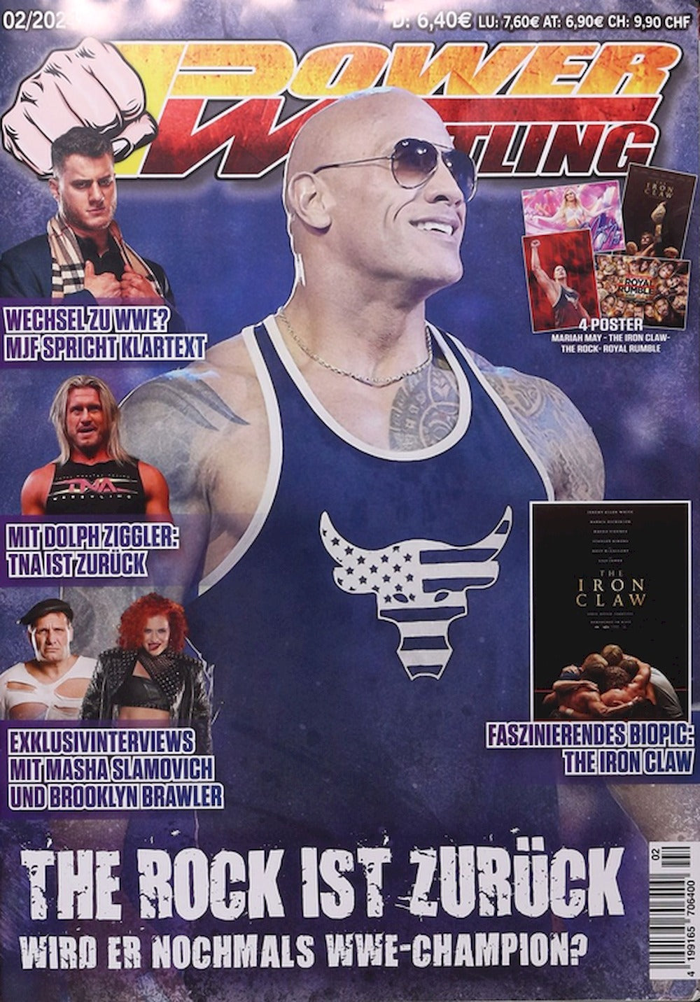 Power Wrestling Magazin Deutschland 2024-02 The Rock Dolph Ziggler Brooklyn Brawler