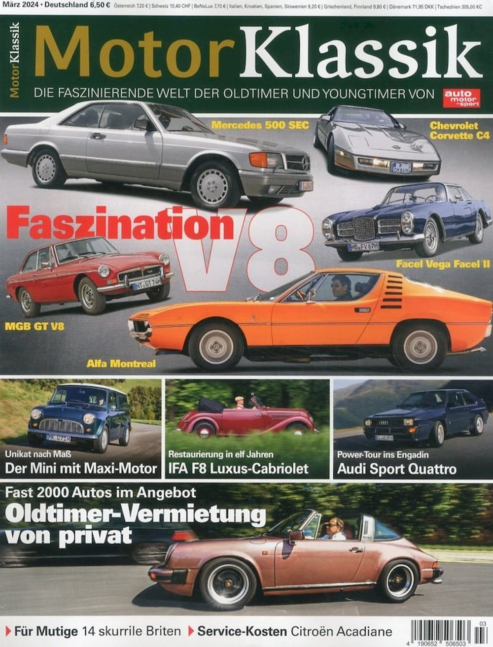 Motor Klassik Magazin Deutschland 2024-03 Alfa Montreal MGB GT V8 Chevrolet Corvette C4