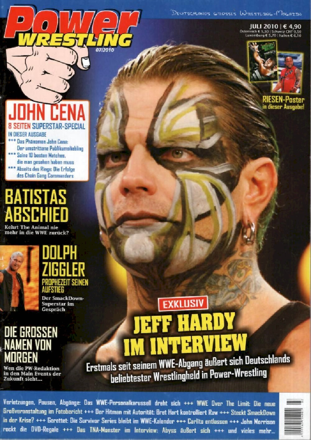 Power Wrestling Magazin Deutschland 2010-07 Jeff Hardy Dolph Ziggler John Cena