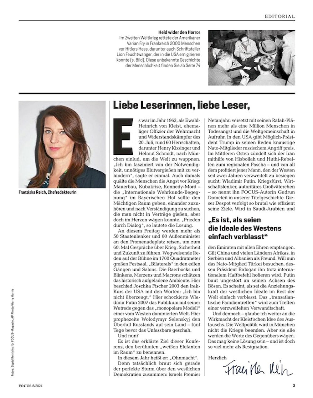 Focus Magazin Deutschland 2024-08 Putin Colin Kaepernick Zuckerberg