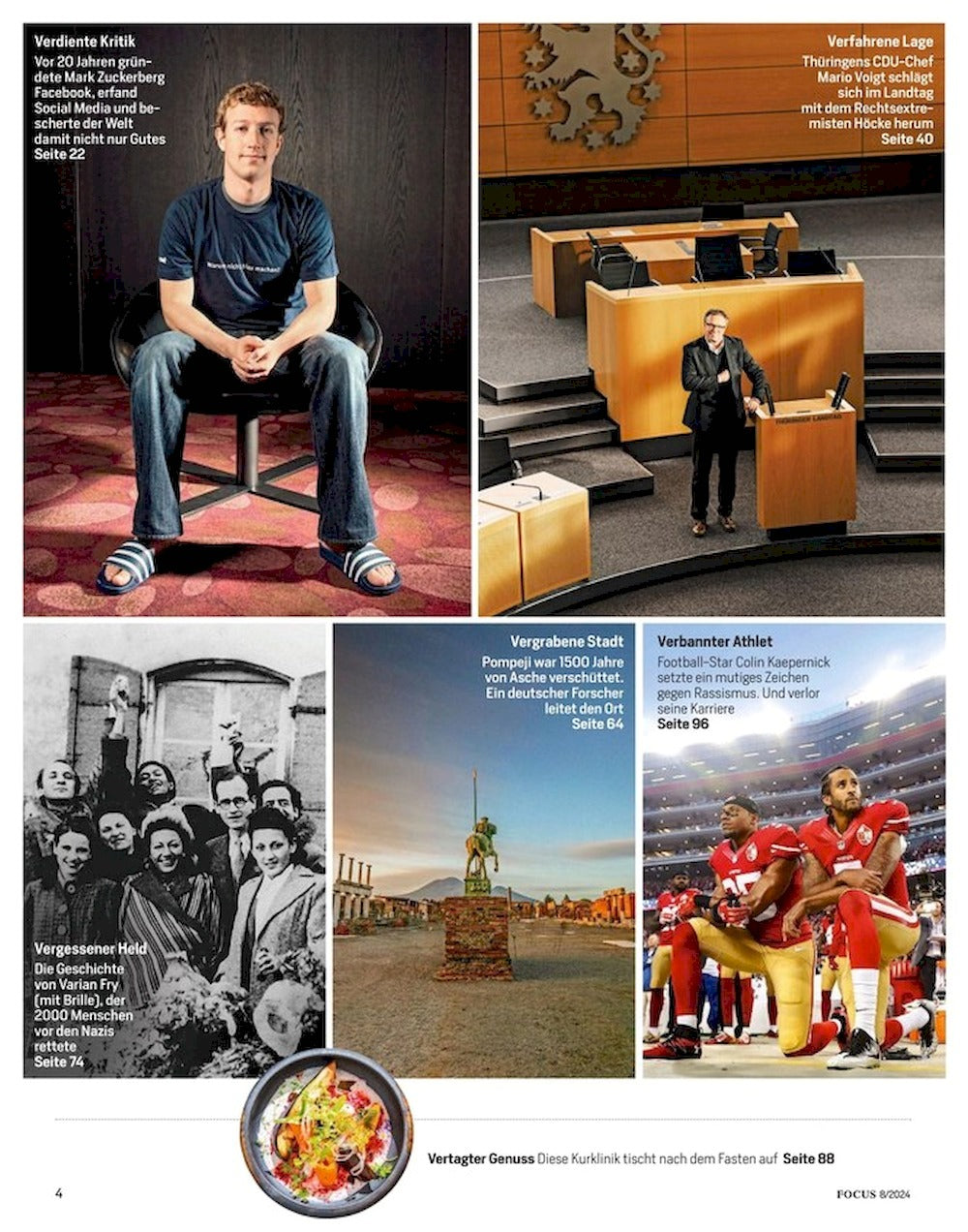 Focus Magazin Deutschland 2024-08 Putin Colin Kaepernick Zuckerberg