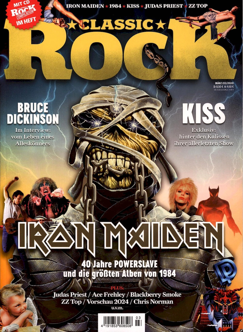 Classic Rock Magazin Deutschland 2024-03 Iron Maiden Bruce Dickinson Kiss Judas Priest #127