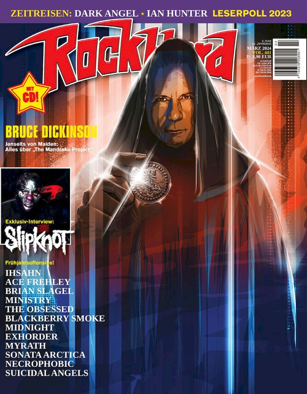 Rock Hard Magazin Deutschland 2024-03 Bruce Dickinson Slipknot #441 + CD