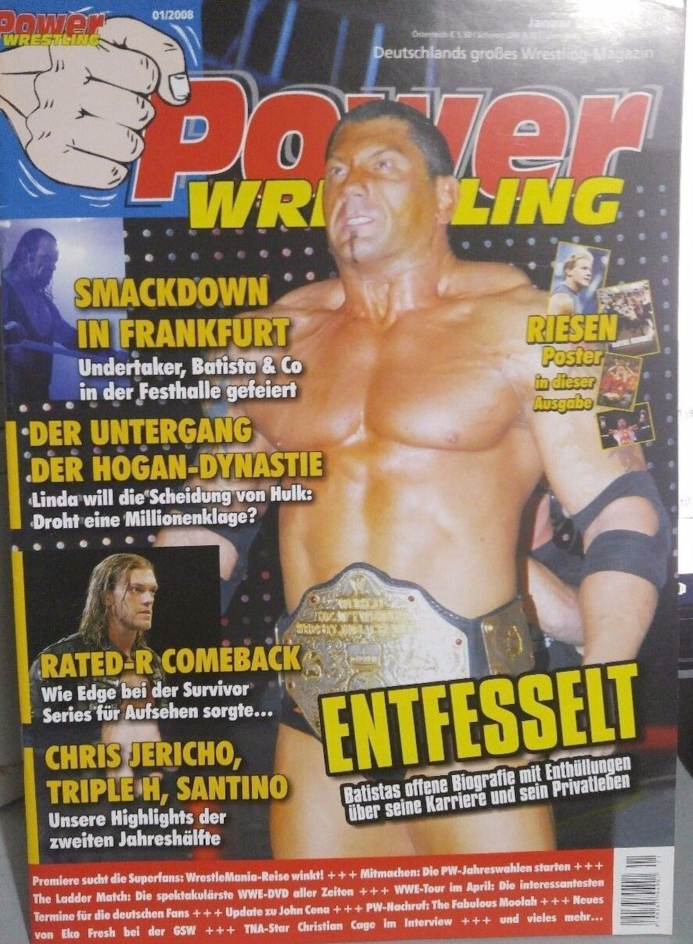 Power Wrestling Magazin Deutschland 2008-01 Batista Edge Chris Jericho Undertaker