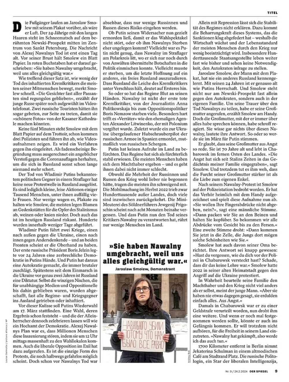 Der Spiegel Magazin Deutschland 2024-09 Putin Nawalny