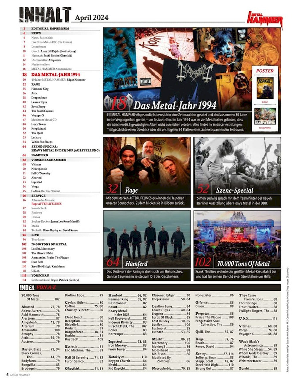 Metal Hammer Magazin Deutschland 2024-04 Dragonforce Hamferd Rage