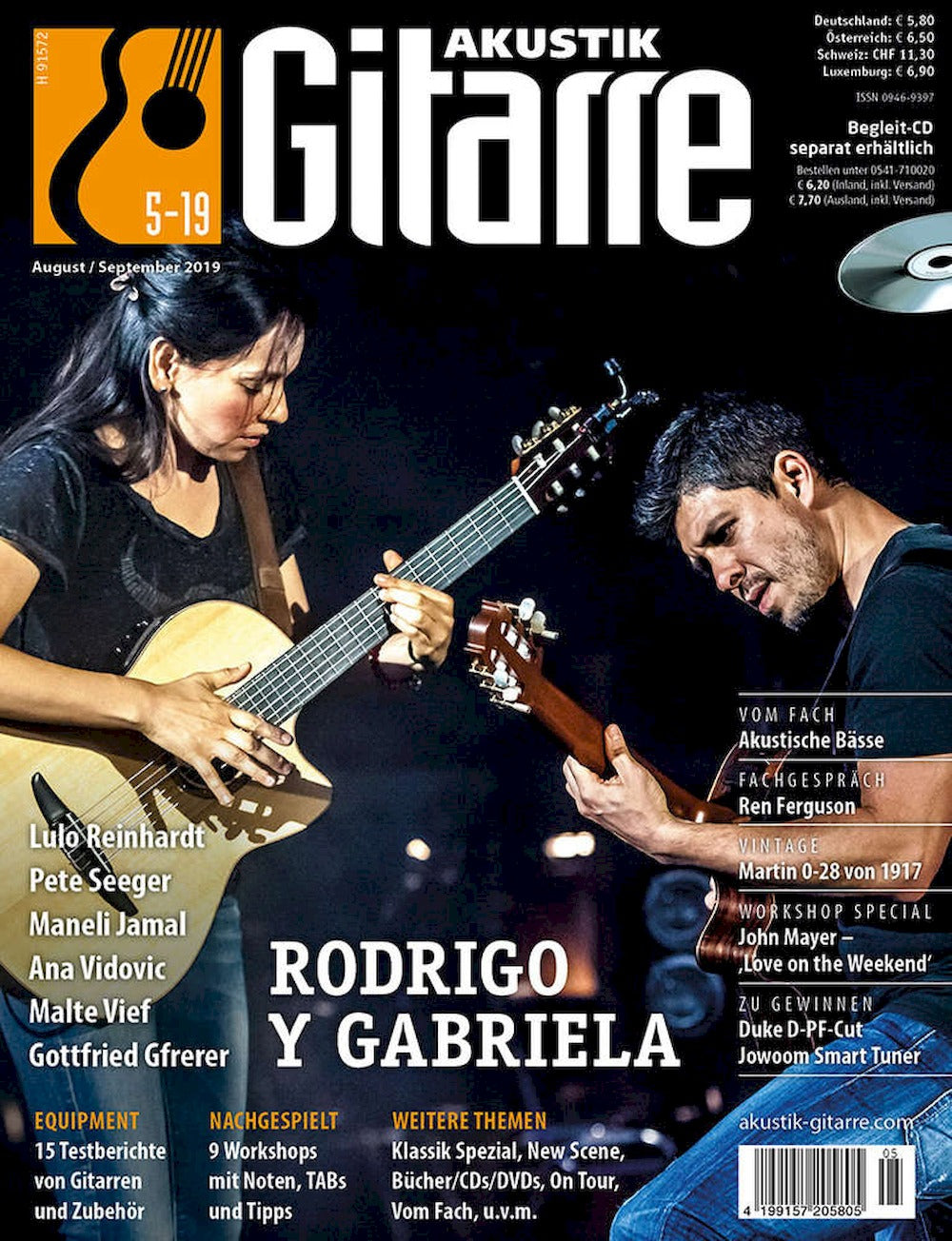 Akustik Gitarre Magazin Deutschland 2019-05 Rodrigo Sanchez Gabriela Quintero Lulo Reinhardt Pete Seeger Maneli Jamal