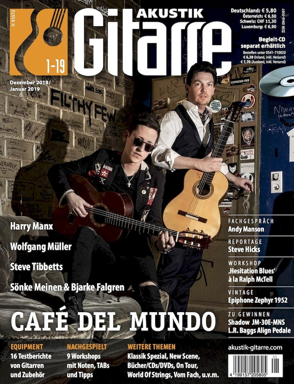 Akustik Gitarre Magazin Deutschland 2019-01 Harry Manx Wolfgang Müller Steve Tibbetts Sönke Meinen Bjarke Falgren