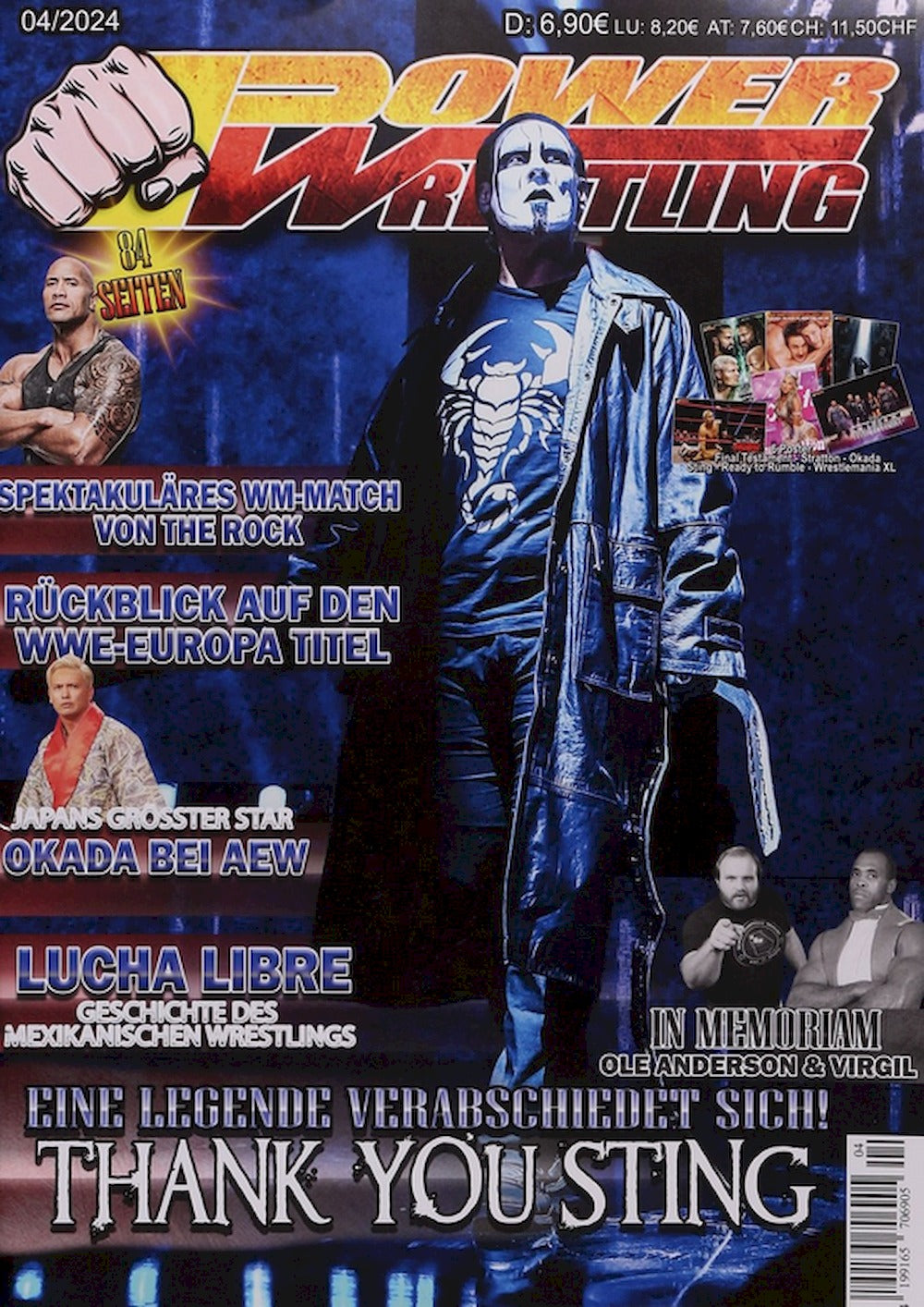 Power Wrestling Magazin Deutschland 2024-04 Sting The Rock Okada Ole Anderson Virgil