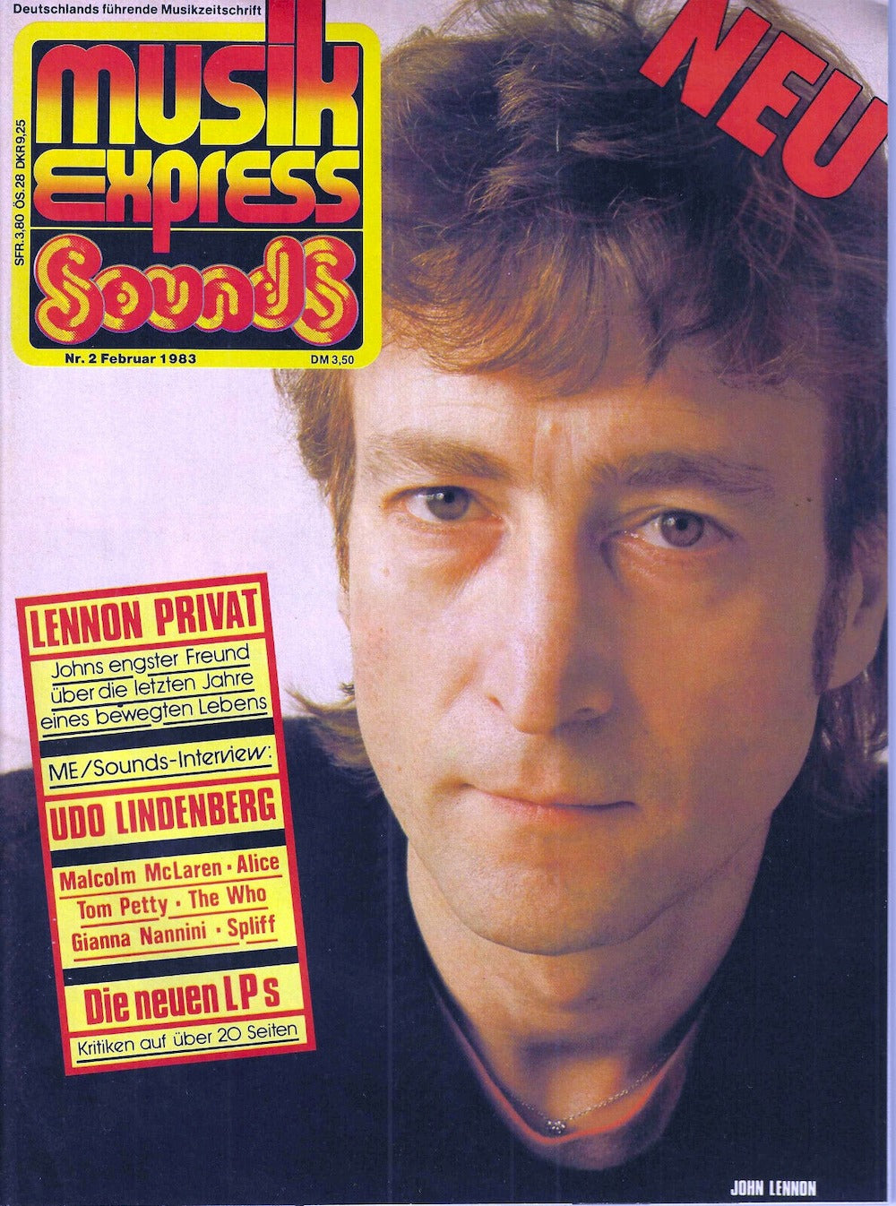 Musikexpress Sounds Magazin Deutschland 1983-02 John Lennon Udo Lindenberg