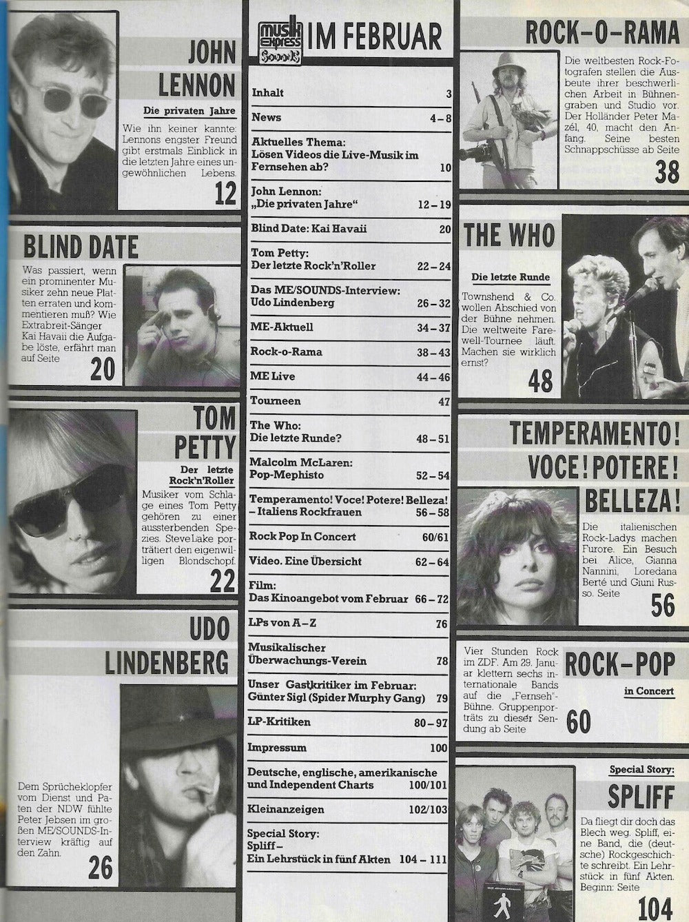 Musikexpress Sounds Magazin Deutschland 1983-02 John Lennon Udo Lindenberg