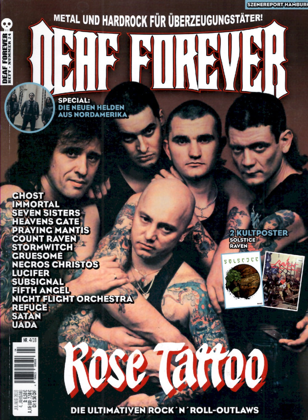 Deaf Forever Magazin Deutschland 2018-04 Rose Tattoo Ghost Immortal Seven Sisters Heavens Gate