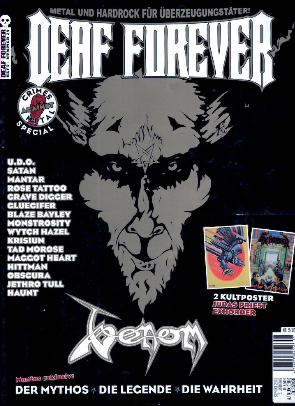 Deaf Forever Magazin Deutschland 2018-05 Venom Wytch Hazel Jethro Tull Blaze Bayley Mantar