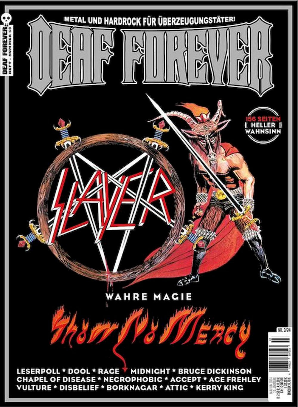 Deaf Forever Magazin Deutschland 2024 #58 Slayer Bruce Dickinson Ace Frehley Kerry King