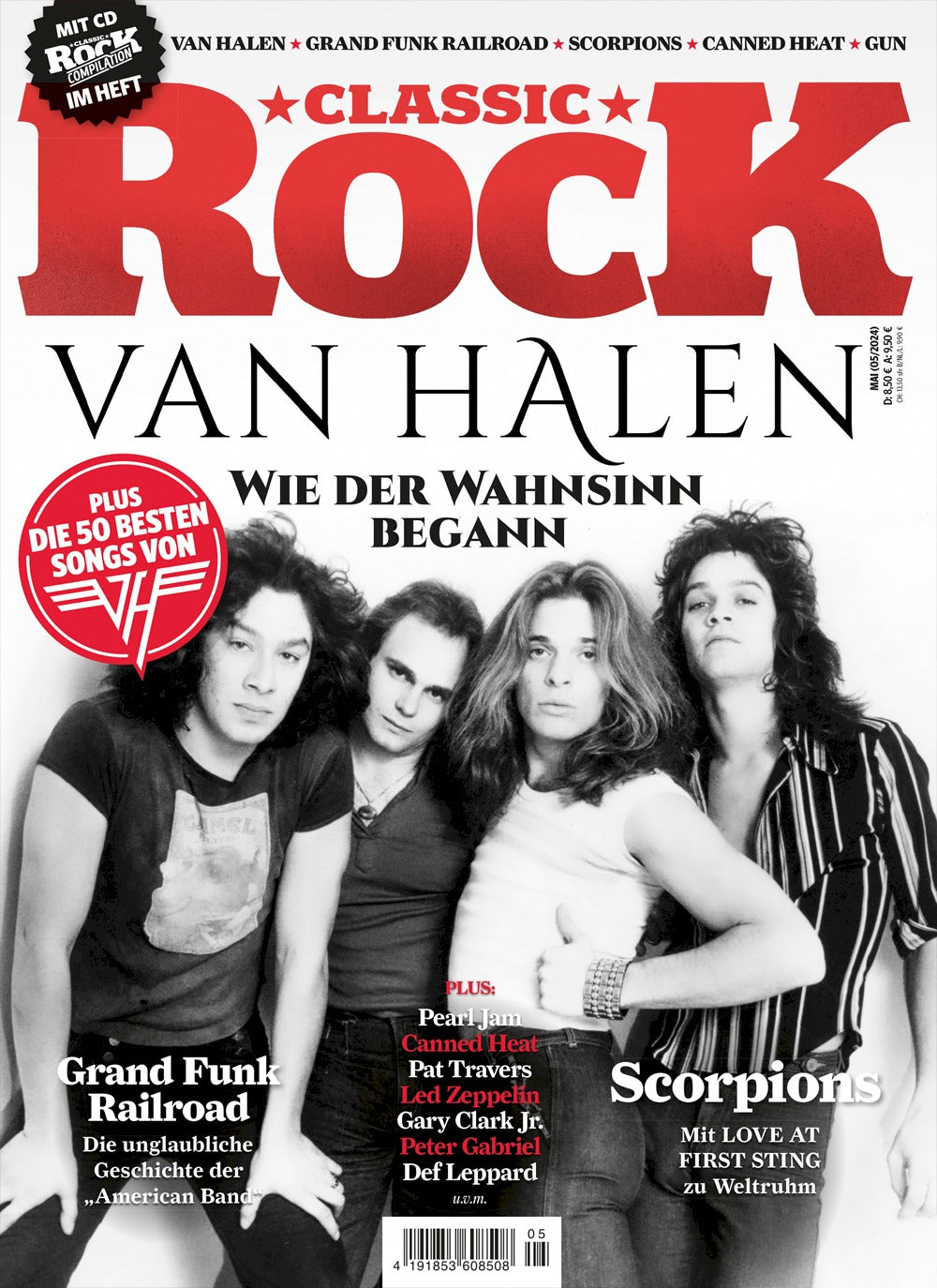 Classic Rock Magazin Deutschland 2024-05 Van Halen Grand Funk Railroad Scorpions Pearl Jam #129
