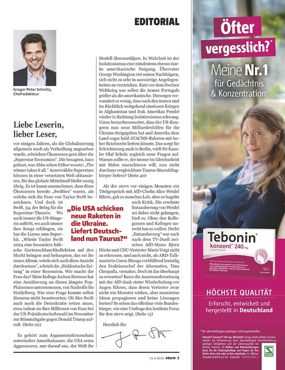 Stern Magazin Deutschland 2024-18 Taylor Swift