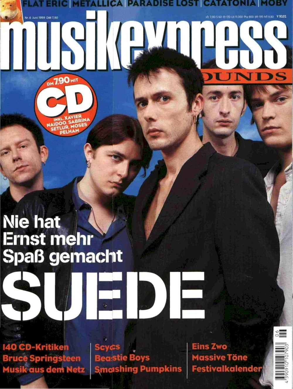 Musikexpress Magazin Deutschland 1999-06 Suede Paradise Lost Naidoo Hank Williams