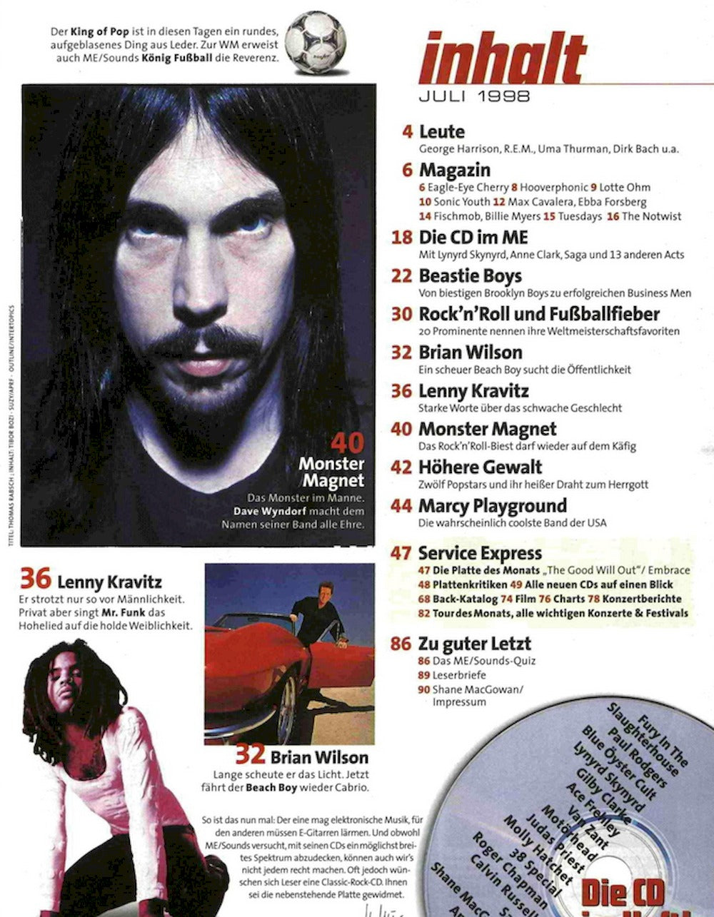Musikexpress Magazin Deutschland 1998-07 Beastie Boys Eagle-Eye Cherry Brian Wilson Lenny Kravitz