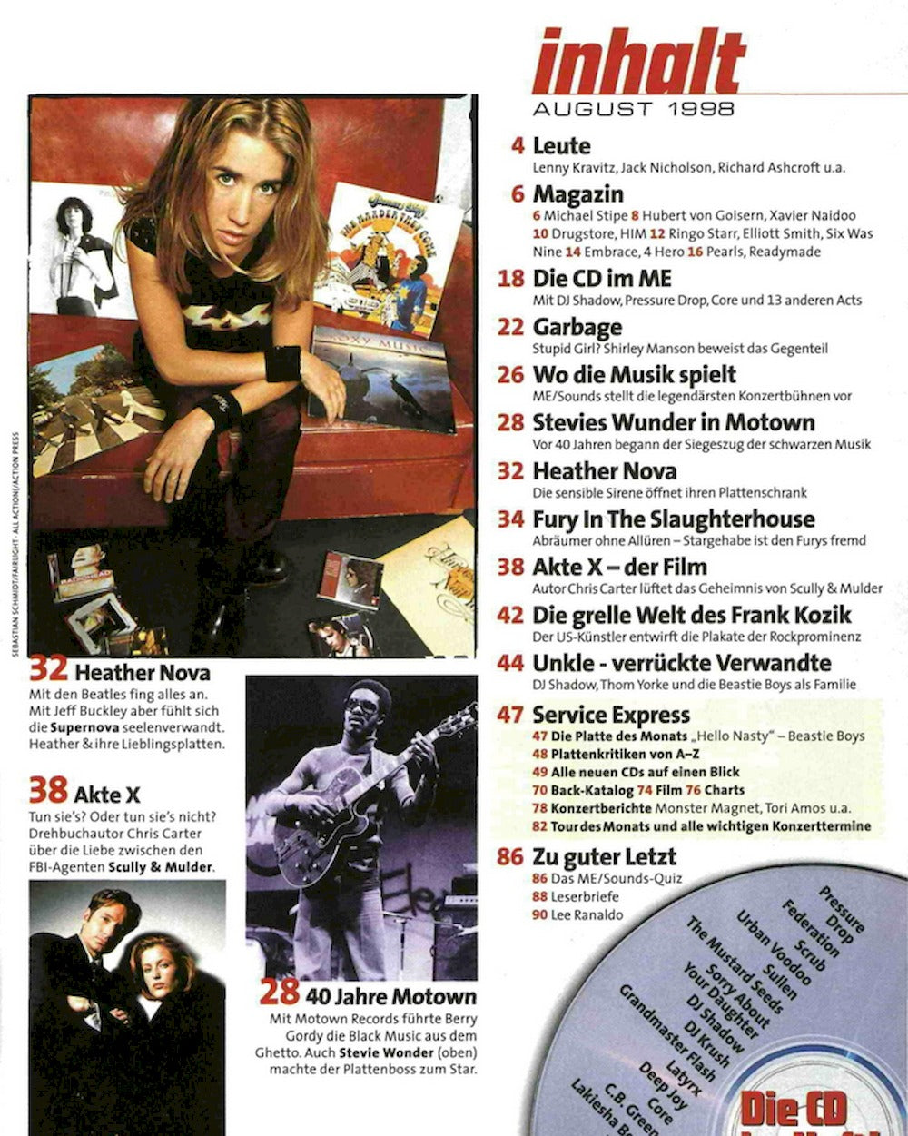 Musikexpress Magazin Deutschland 1998-08 Shirley Manson Michael Stipe Stevie Wonder