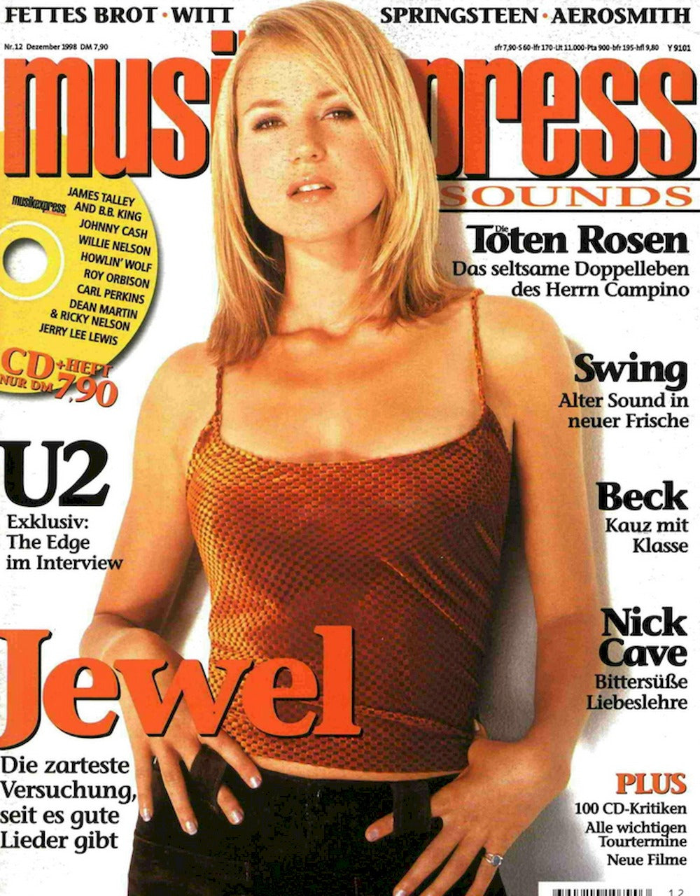 Musikexpress Magazin Deutschland 1998-12 Jewel Kilcher Beck U2 The Edge Andy Warhol