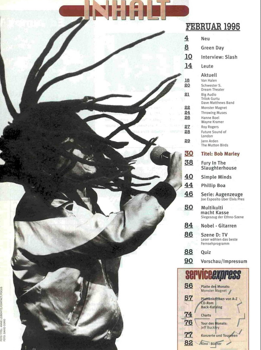 Musikexpress Magazin Deutschland 1995-02 Bob Marley Green Day Slash Fury Simple Minds