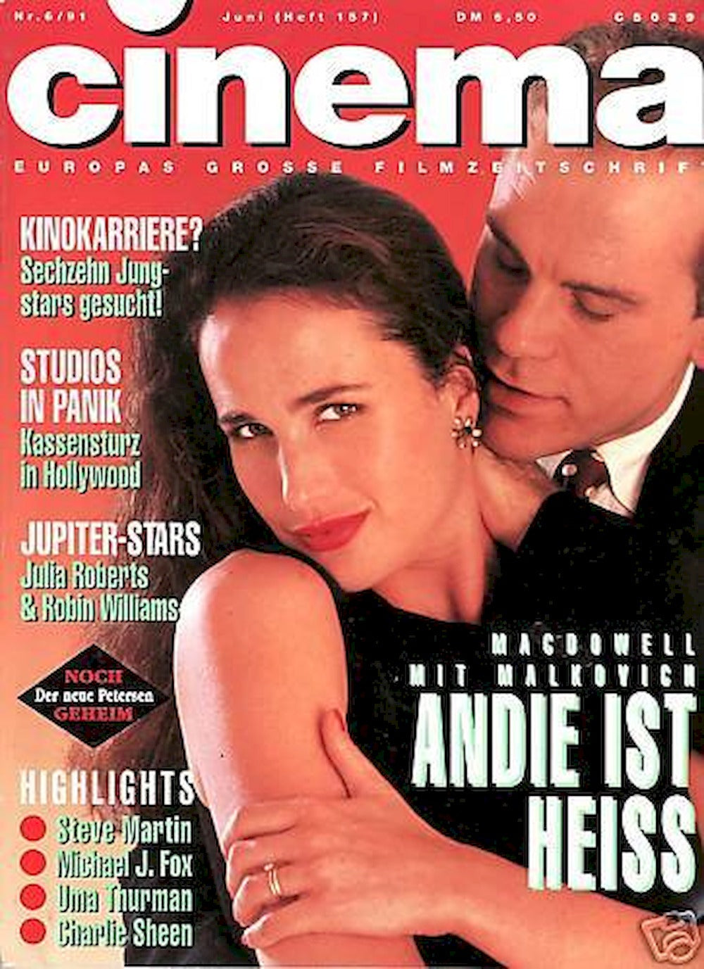 Cinema Magazin Deutschland 1991-06 Andie MacDowell John Malkovich