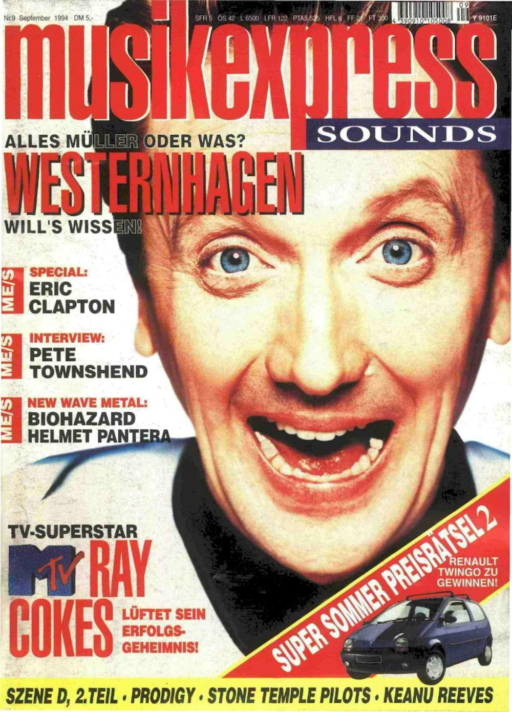 Musikexpress Magazin Deutschland 1994-09 Westernhagen Ray Cokes Eric Clapton Pete Townshend
