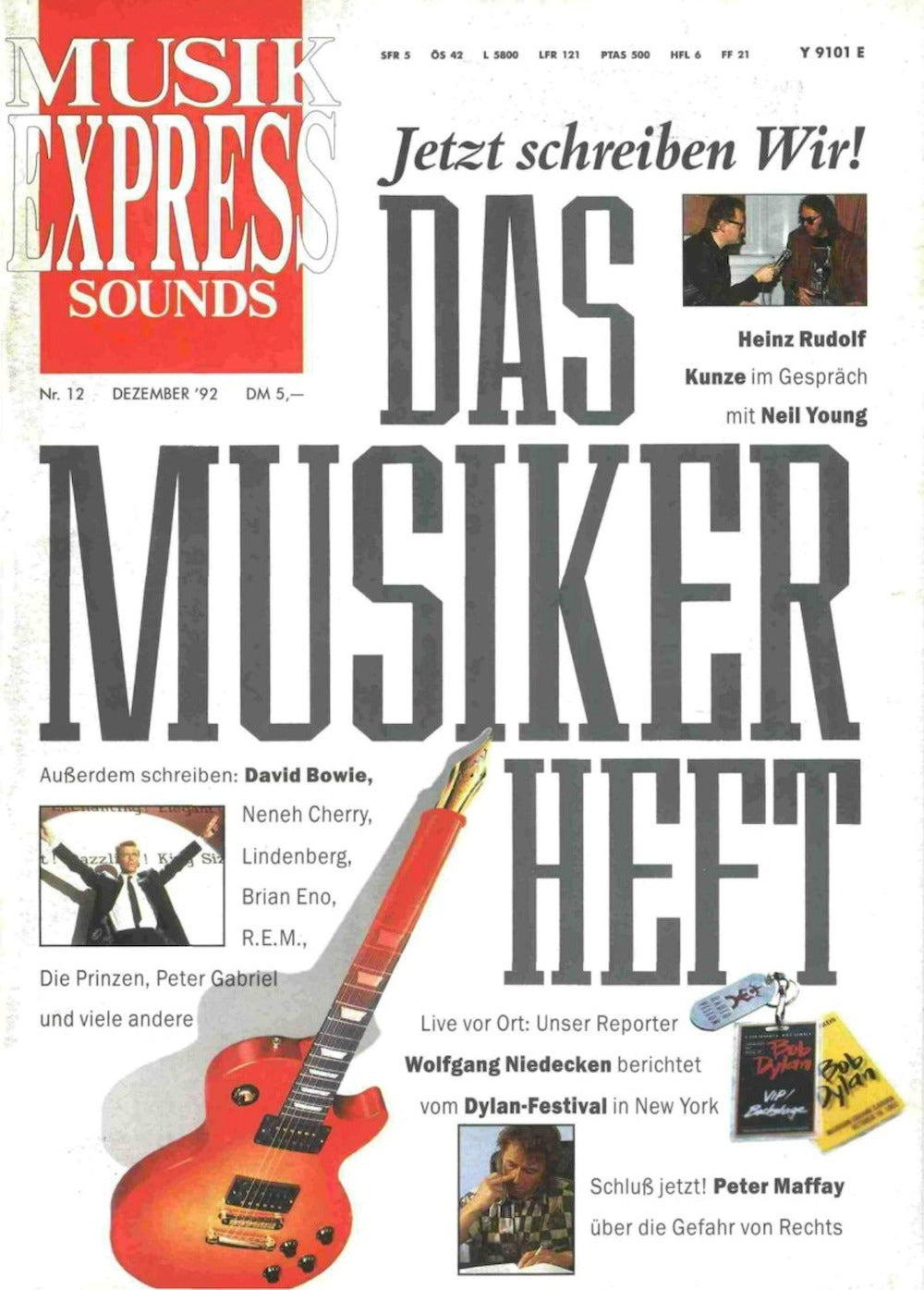 Musikexpress Magazin Deutschland 1992-12 Neil Young Heinz-Rudolf Kunze David Bowie Peter Maffay