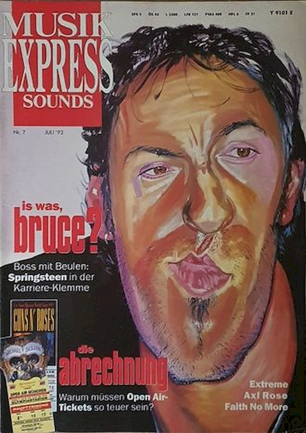 Musikexpress Magazin Deutschland 1992-07 Bruce Springsteen Axl Rose Faith No More Beatles