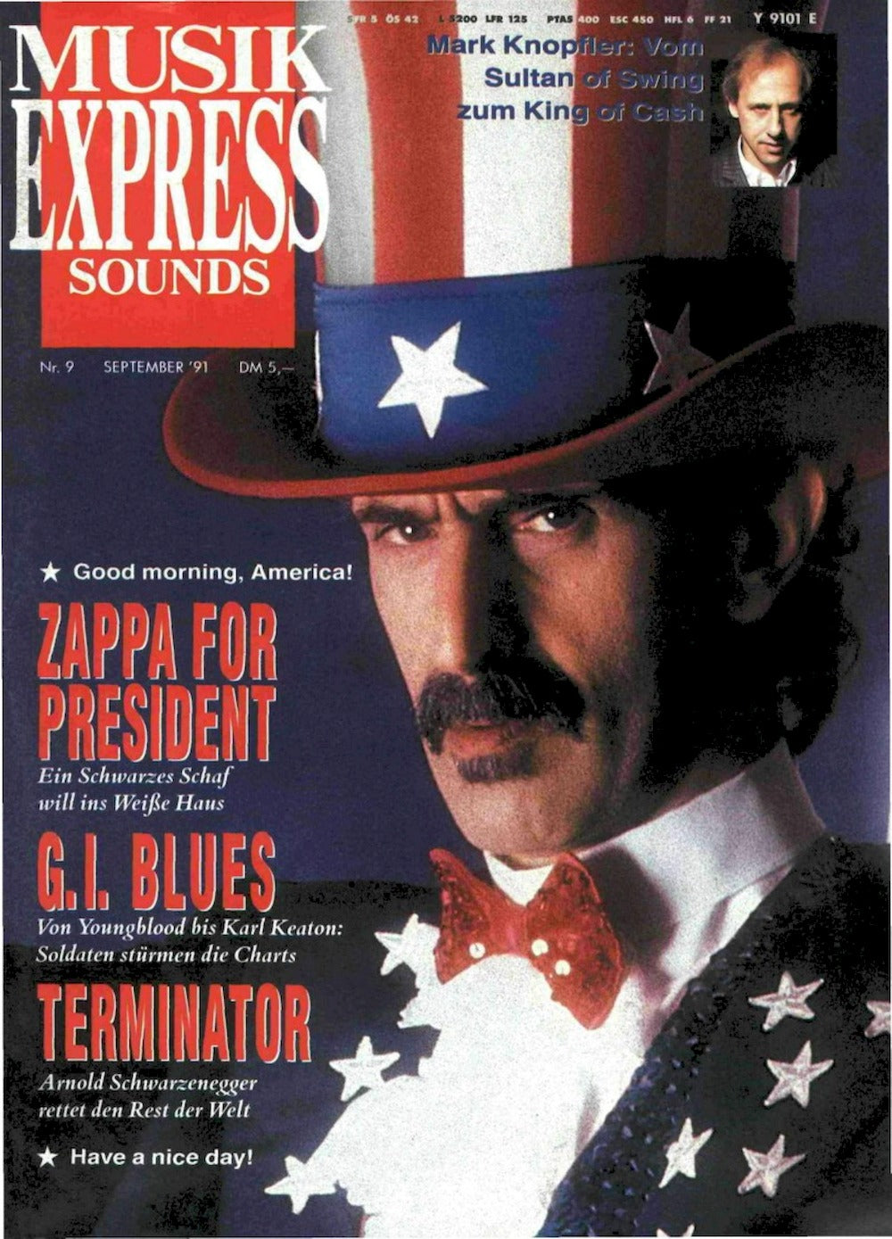Musikexpress Magazin Deutschland 1991-09 Frank Zappa Mark Knopfler Arnold Schwarzenegger