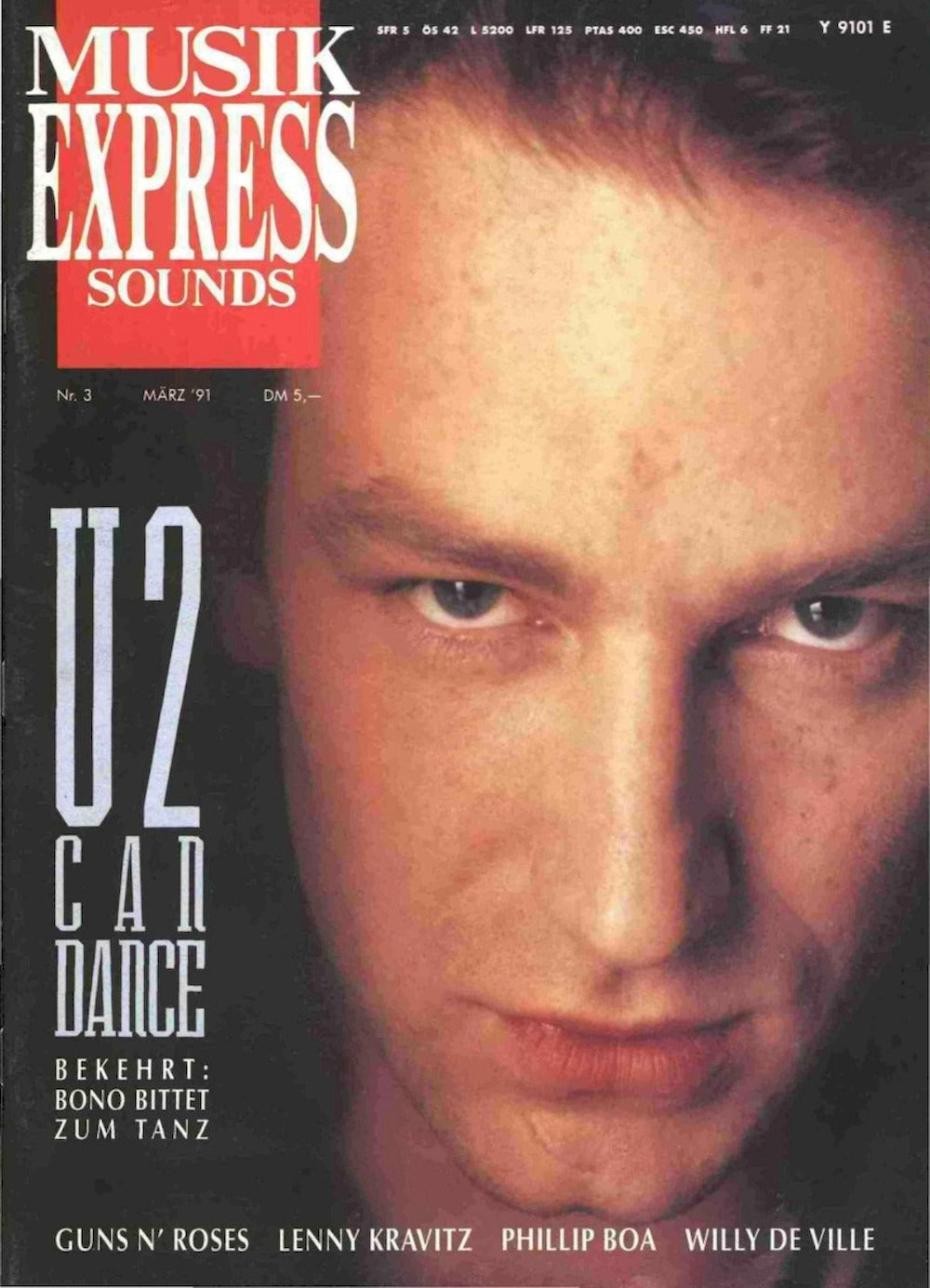 Musikexpress Magazin Deutschland 1991-03 U2 Bono Guns N Roses Lenny Kravitz Willy De Ville U2