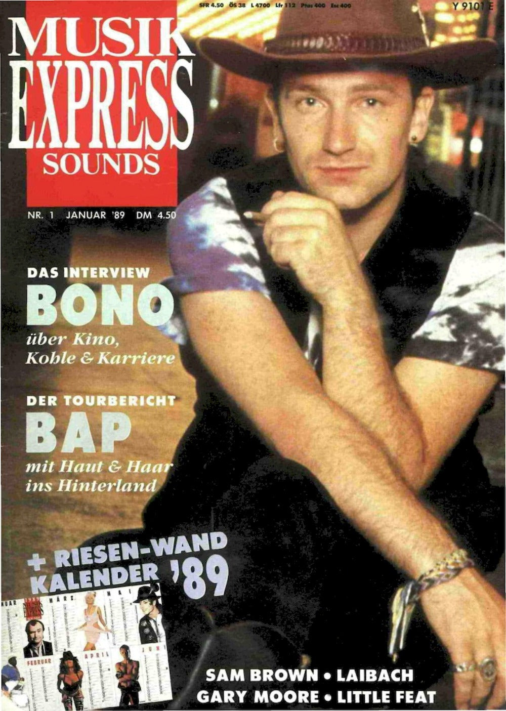 Musikexpress Magazin Deutschland 1989-01 Bono BAP Sam Brown Laibach Gary Moore